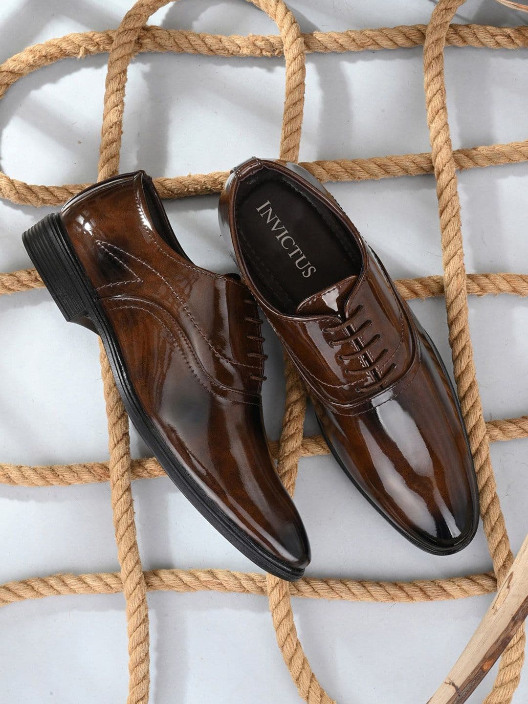 INVICTUS Men Tan Brown Solid Formal Oxfords - view 1