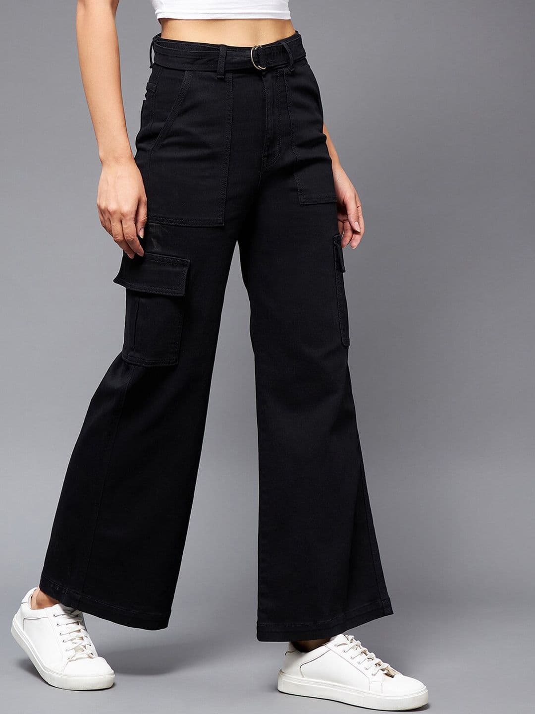 Miss Chase Women Black Wide Leg High-Rise Stretchable Jeans - view 1