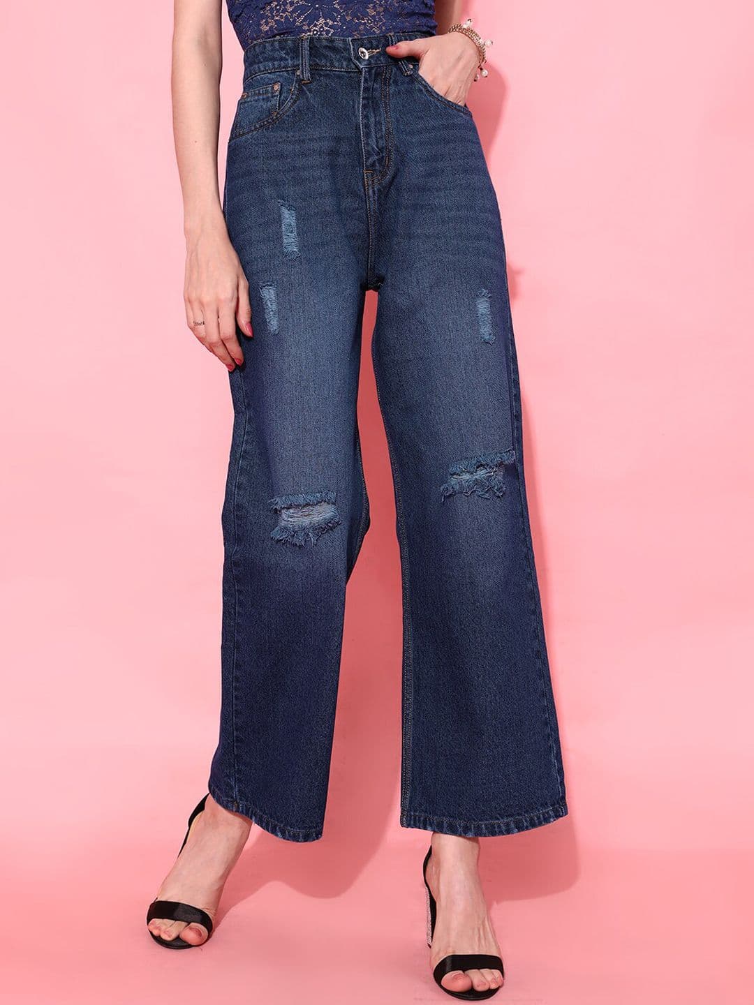 STREET 9 Women Blue Flared Fit Cropped Jeans - view 1