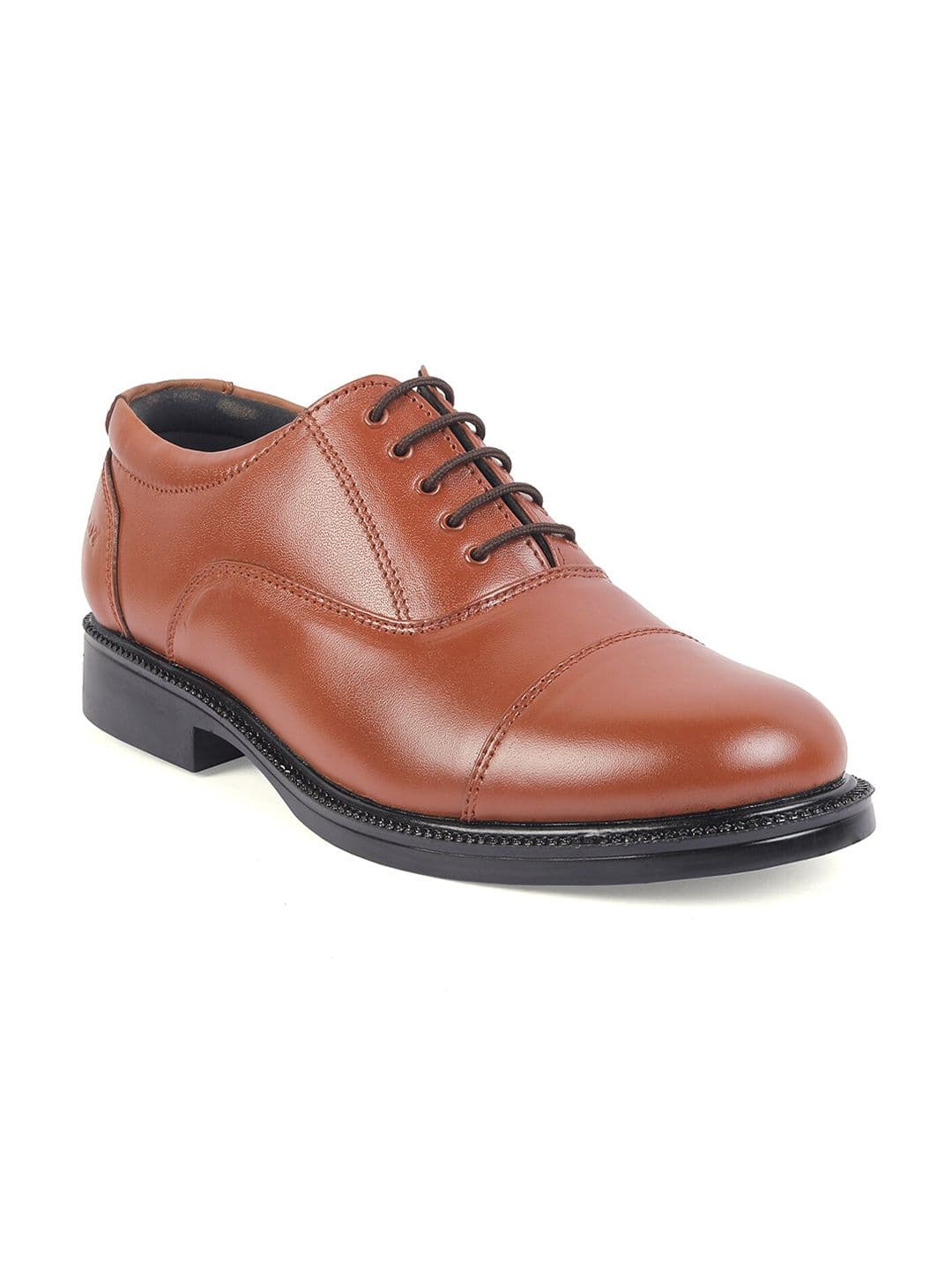 XHUGOY Men Tan-Coloured Solid Leather Formal Oxfords Shoes - view 1