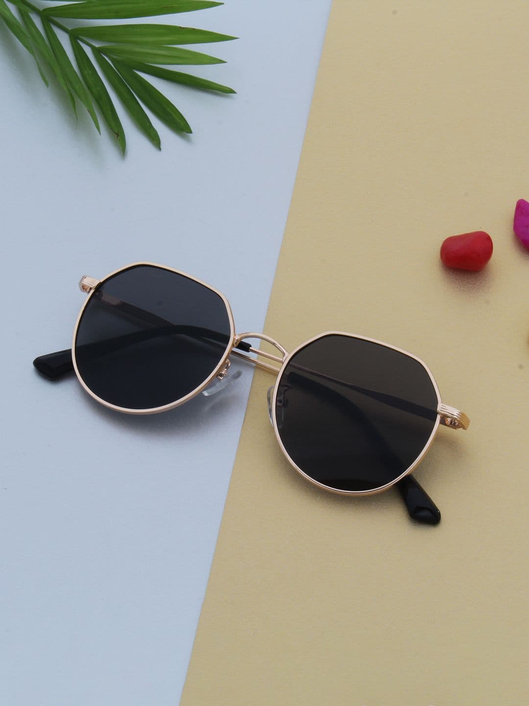 Ted Smith Gold-Toned Round Sunglasses with UV Protected Lens Twoway_C2 - view 1