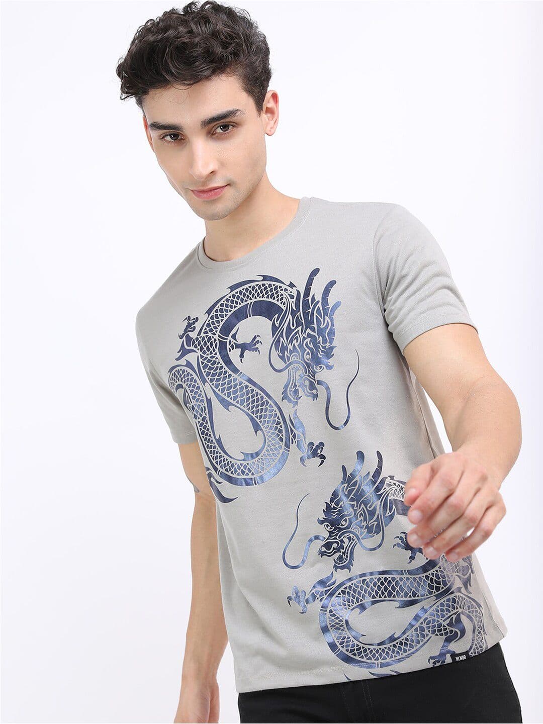 HIGHLANDER Men Grey Printed Slim Fit T-shirt - view 1