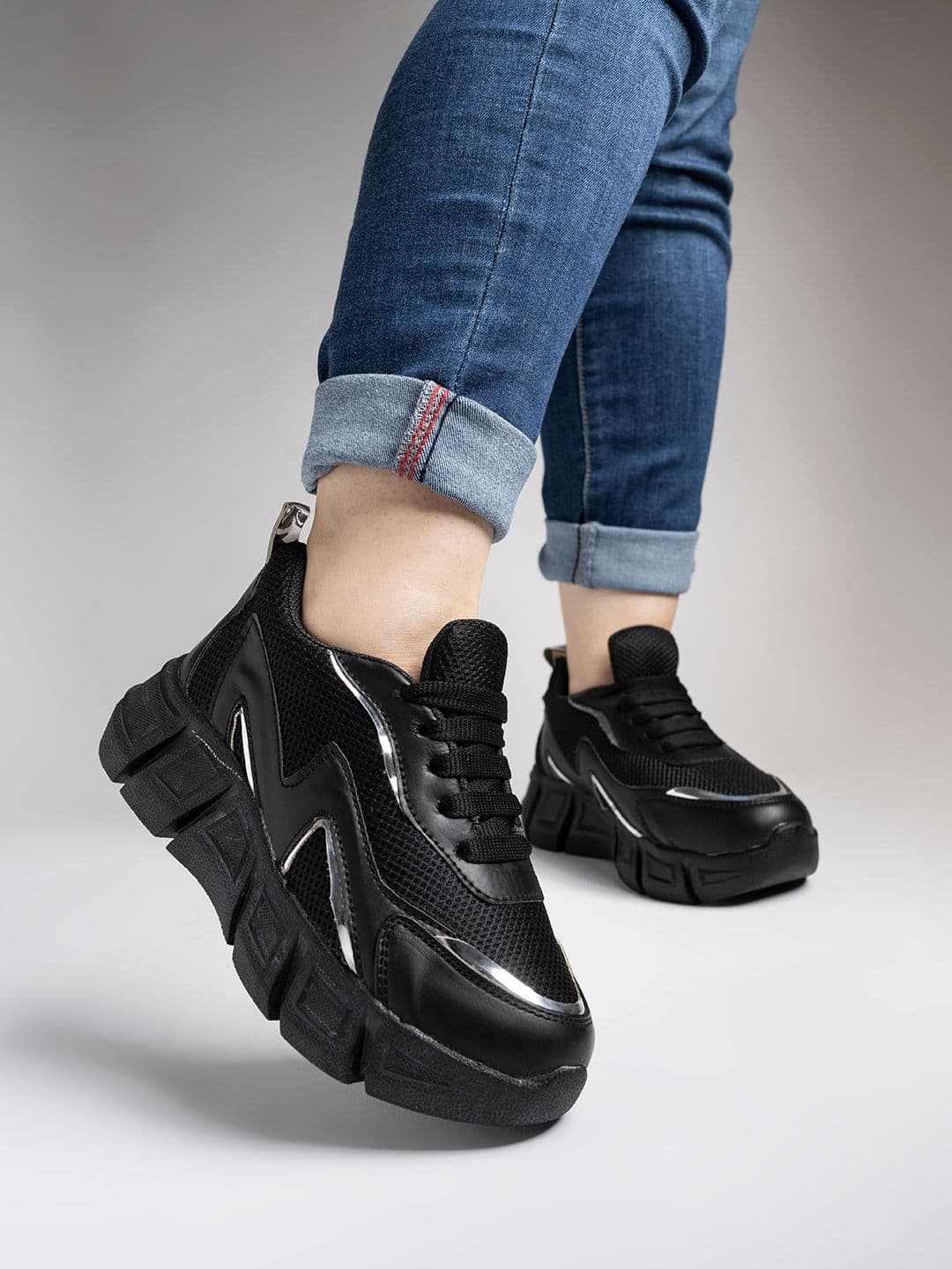Shoetopia Women Black Running Non-Marking Shoes - view 1