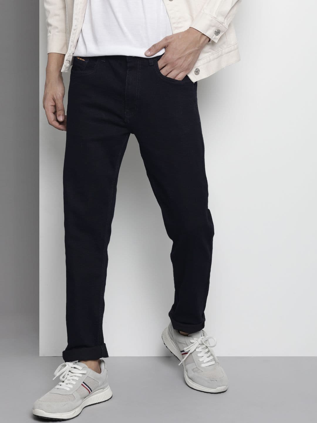 The Indian Garage Co Men Navy Blue Skinny Fit Applique Stretchable Jeans - view 1