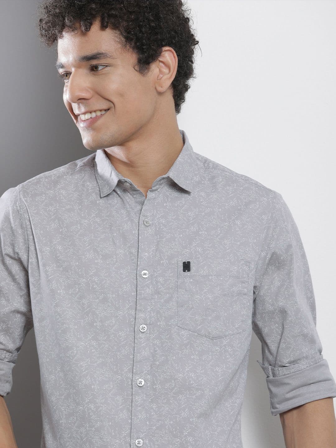 The Indian Garage Co Men Grey Printed Pure Cotton Casual Shirt - view 1