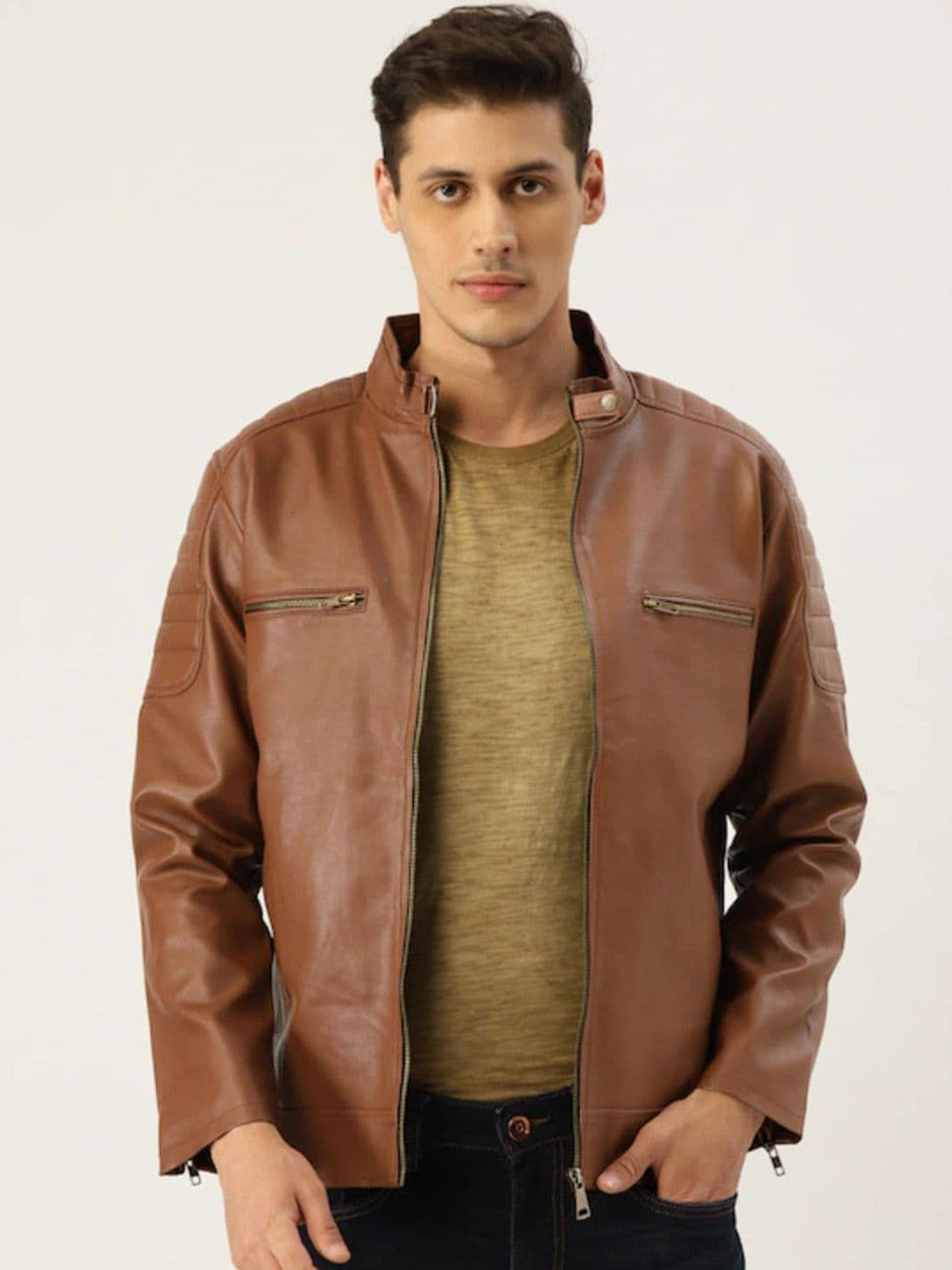 Leather Retail Men Faux Leather Biker Jacket - view 1