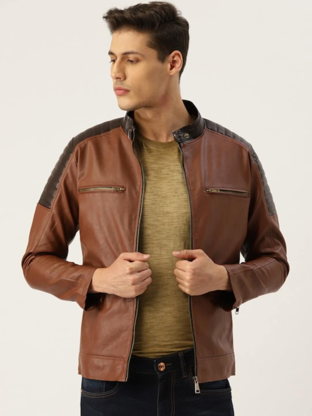 Leather Retail Men Outdoor Biker Jacket - view 1