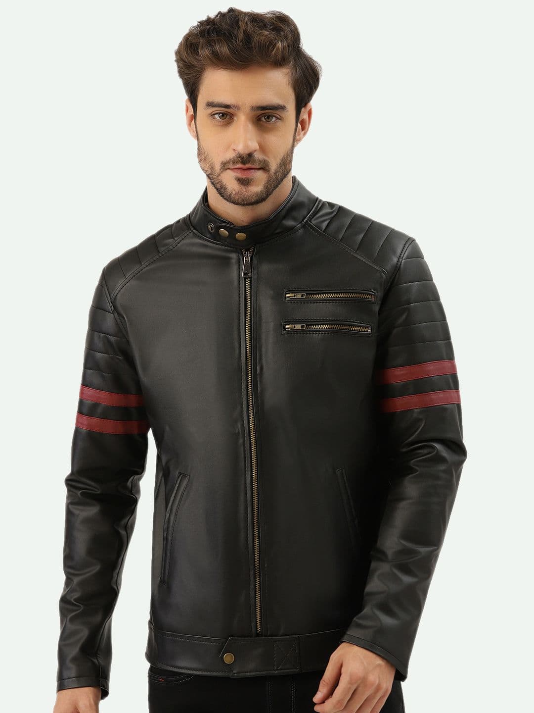 Leather Retail Men Outdoor Biker Jacket - view 1