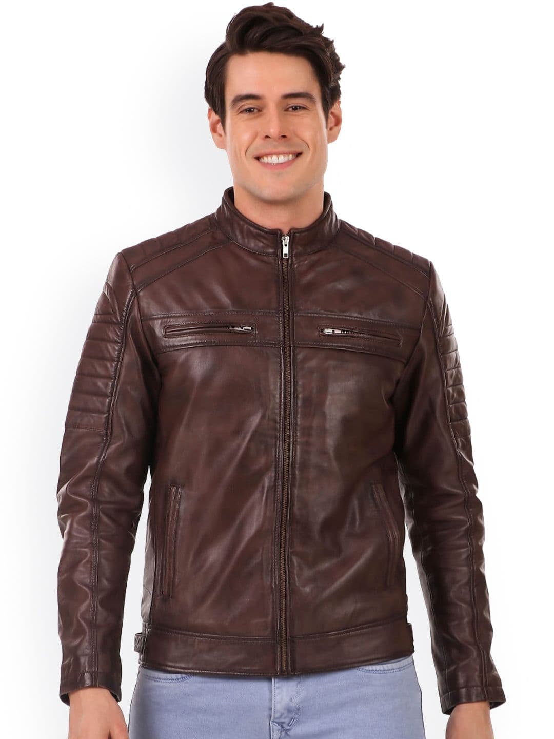 Leather Retail Men Leather Outdoor Biker Jacket - view 1