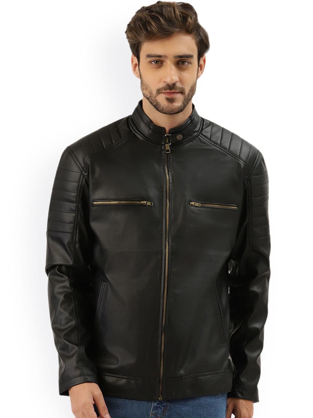 Leather Retail Men Outdoor Biker Jacket - view 1