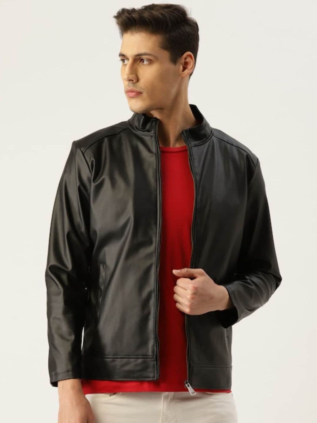 Leather Retail Men Outdoor Biker Jacket - view 1