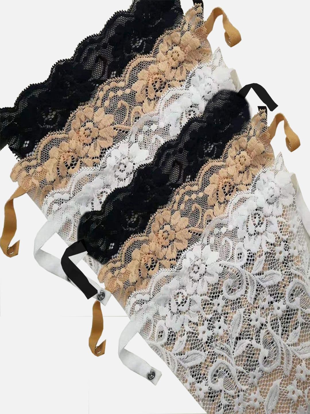 StyFun Women Pack of 6 Cotton Floral Lace Bra Cleavage Cover Up Clip-on Camisole - view 1