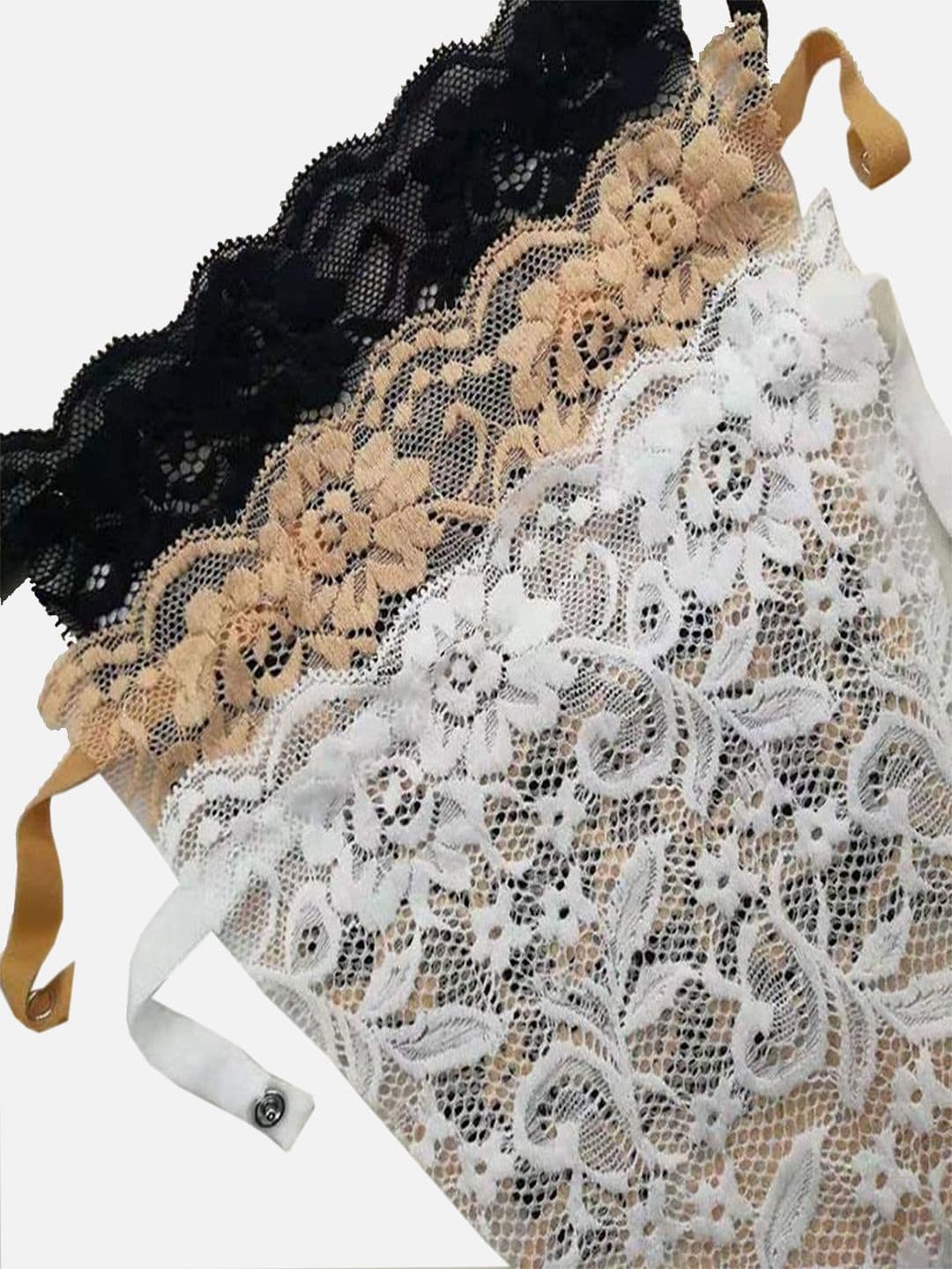 StyFun Women Pack of 3 Cotton Floral Lace Bra Cleavage Cover Up Clip-on Camisole - view 1