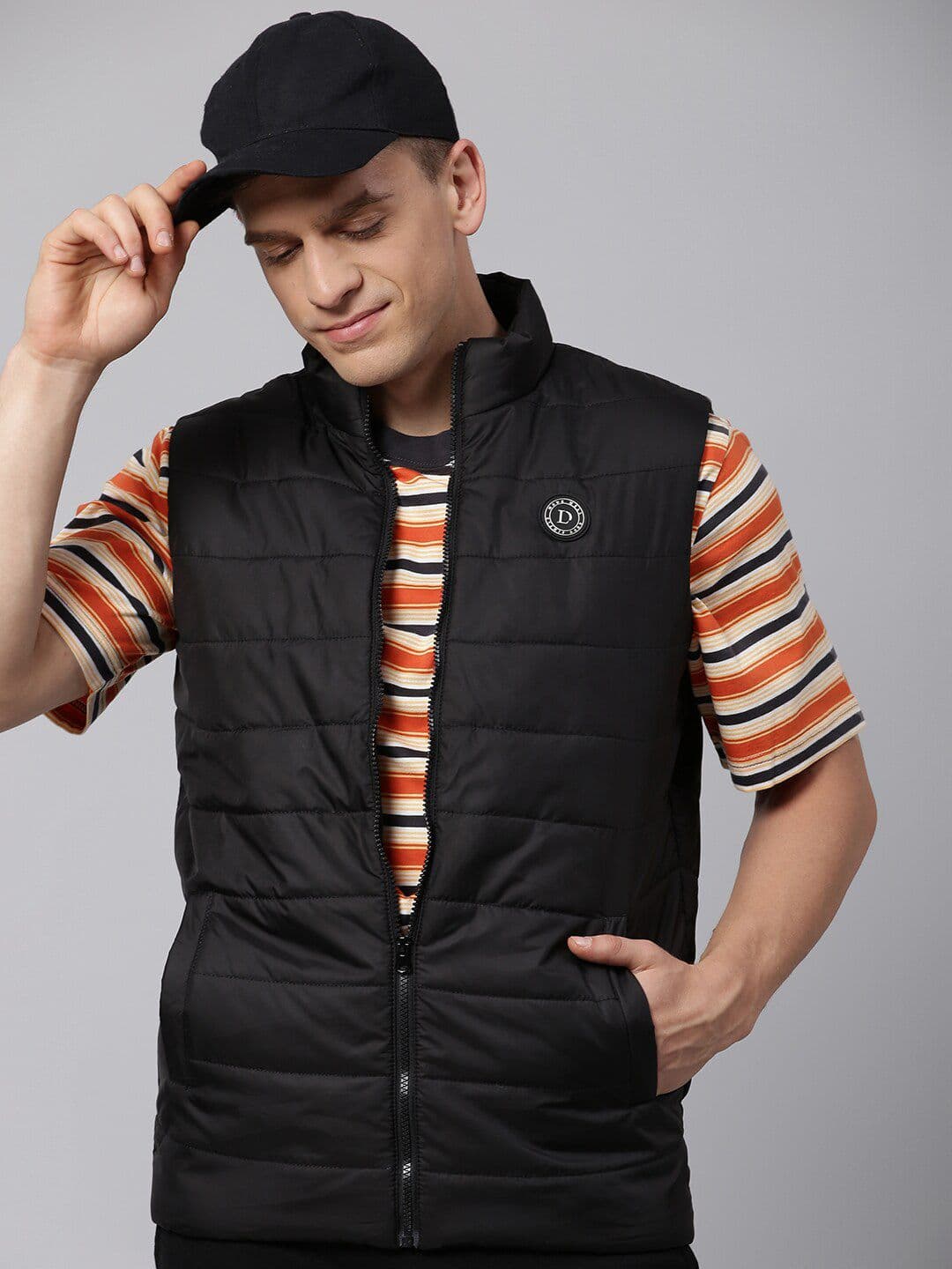 Dennis Lingo Men Lightweight Outdoor Padded Jacket with Patchwork