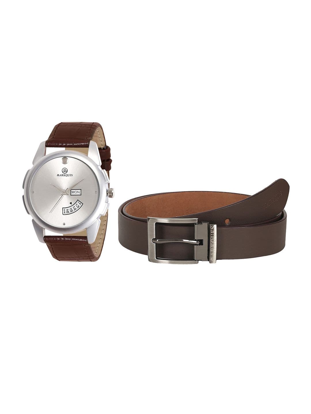 MARKQUES Men Solid Leather Watch and Belt Combo Gift Set - view 1