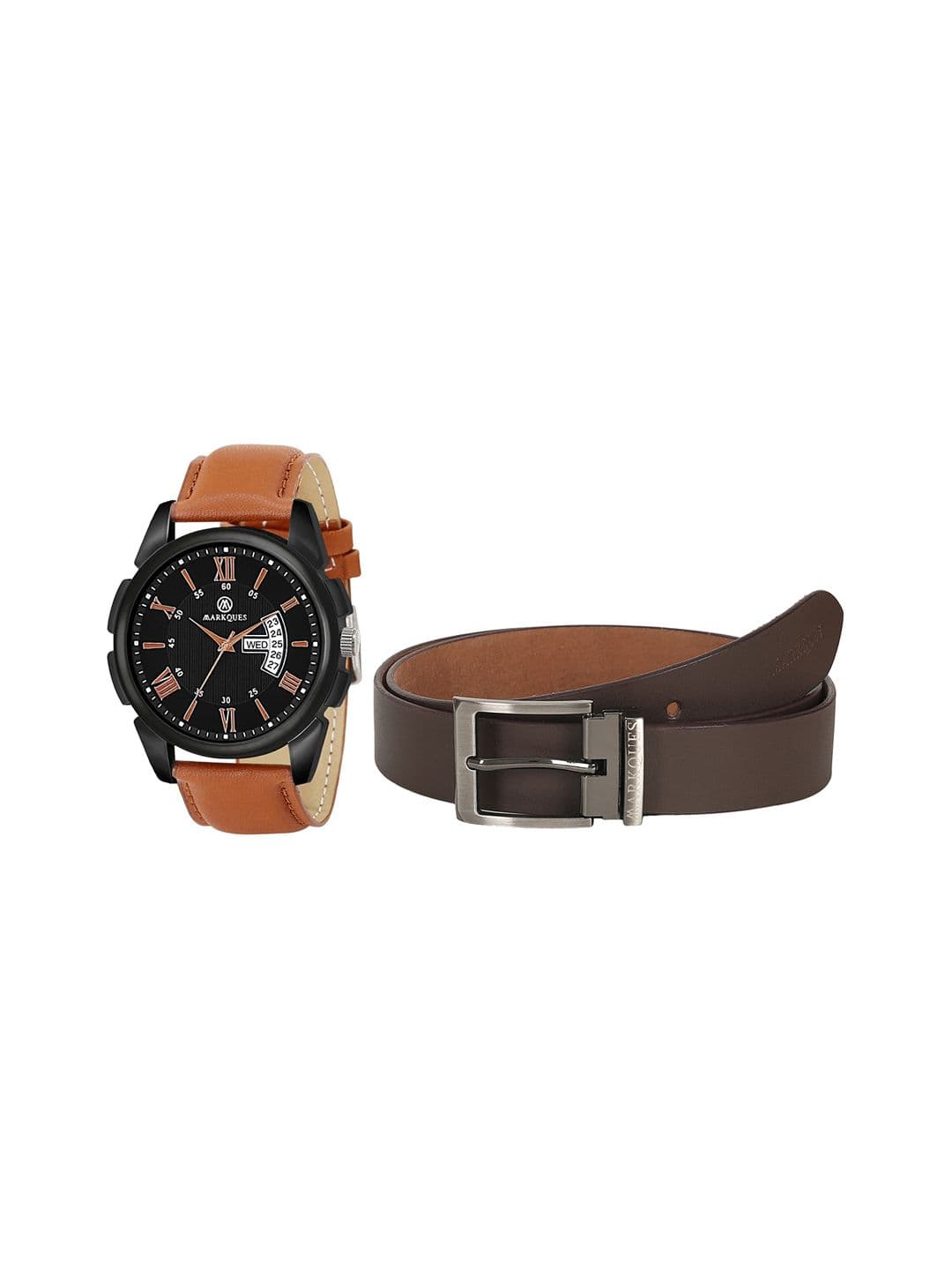 MARKQUES Men Solid Leather Watch & Belt Gift Set - view 1
