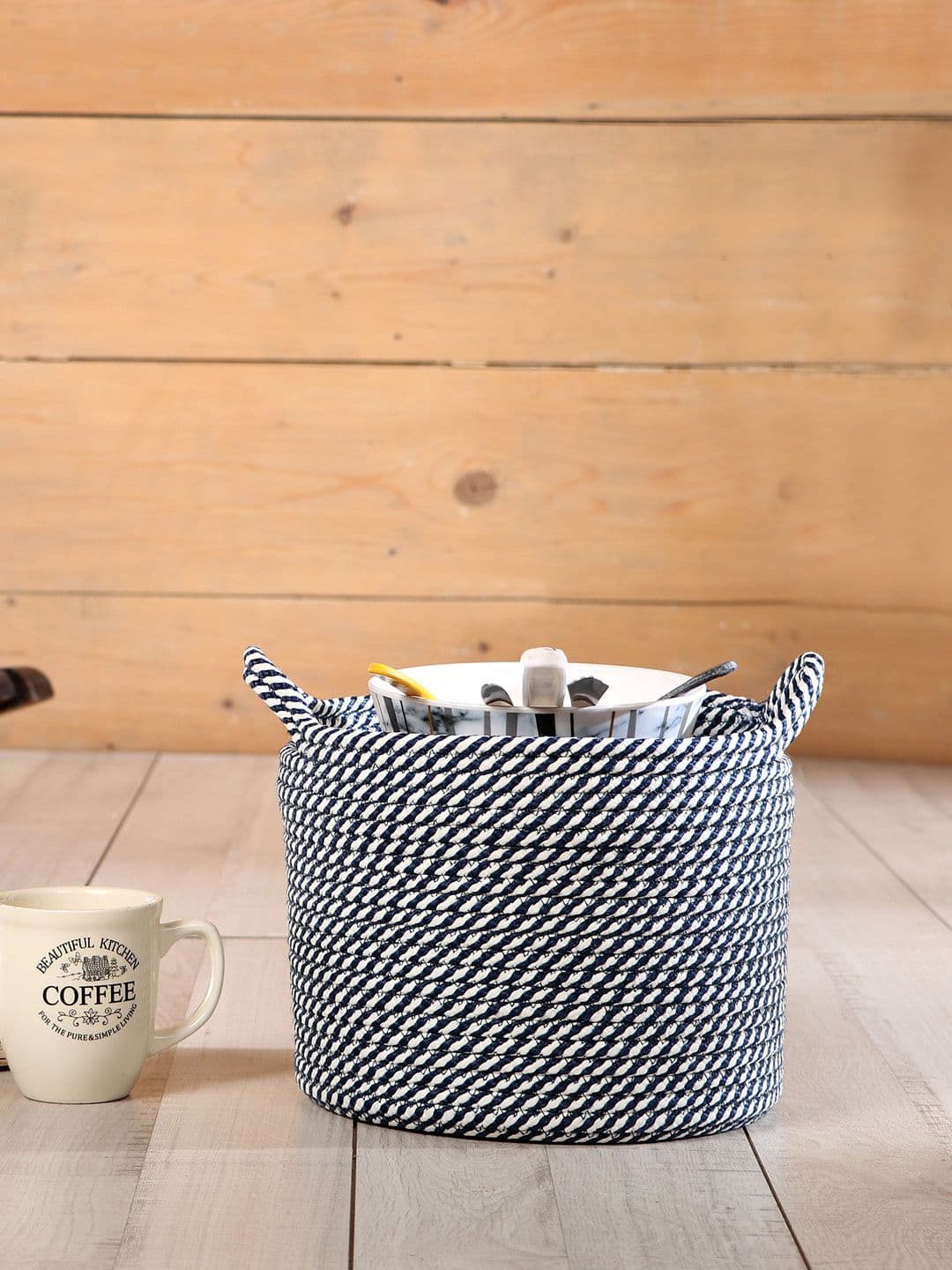 Pano Striped Bamboo Storage Basket - view 1