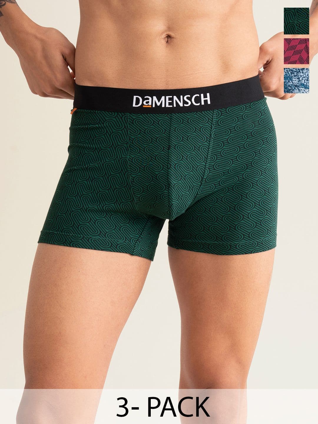 DAMENSCH Men Pack of 3 Cotton Printed Trunks DAM-CTPT-T-FBG-SHB-EPB-PACK-3 - view 1