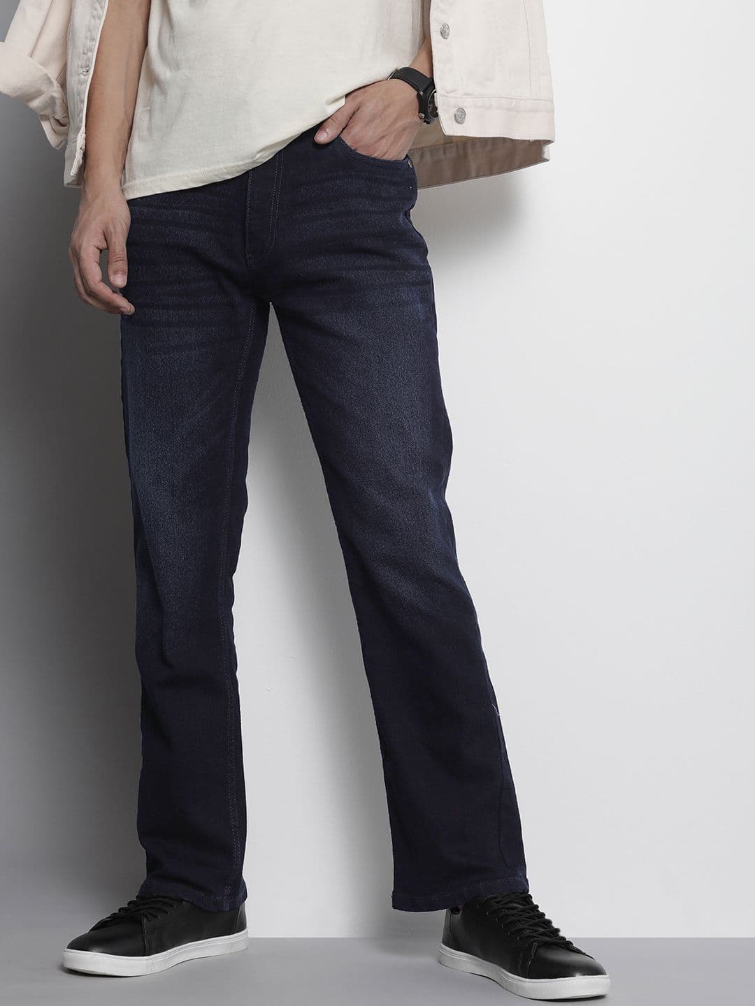 The Indian Garage Co Men Bootcut Light Fade Stretchable Jeans - view 1