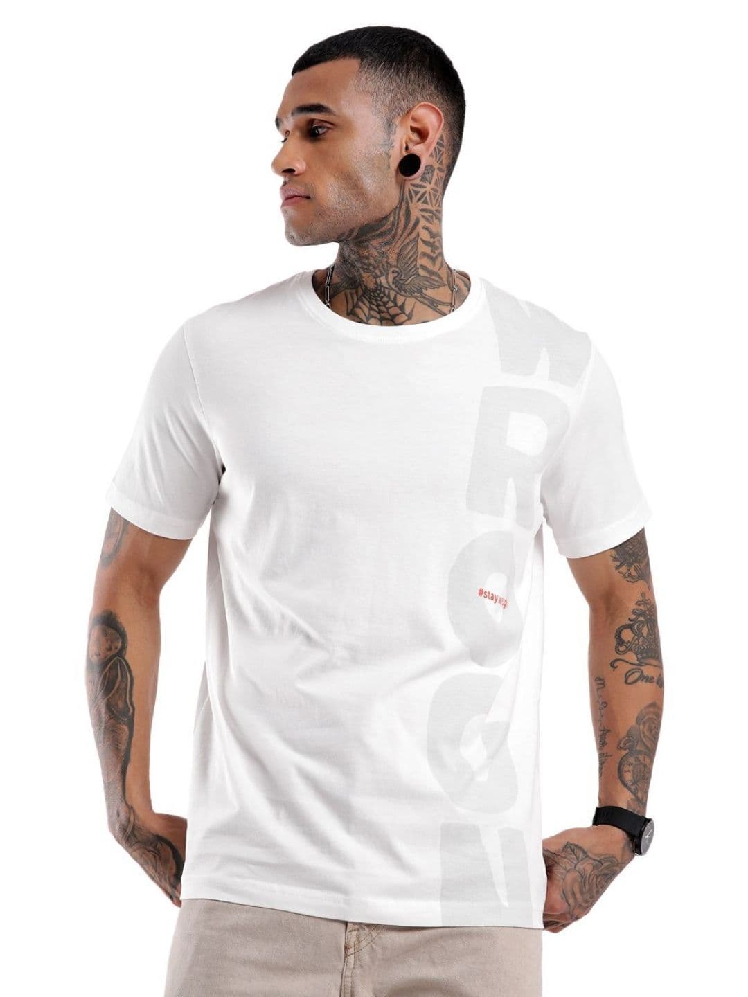 WROGN Typography Printed Crew Neck Slim Fit Cotton T-shirt - view 1