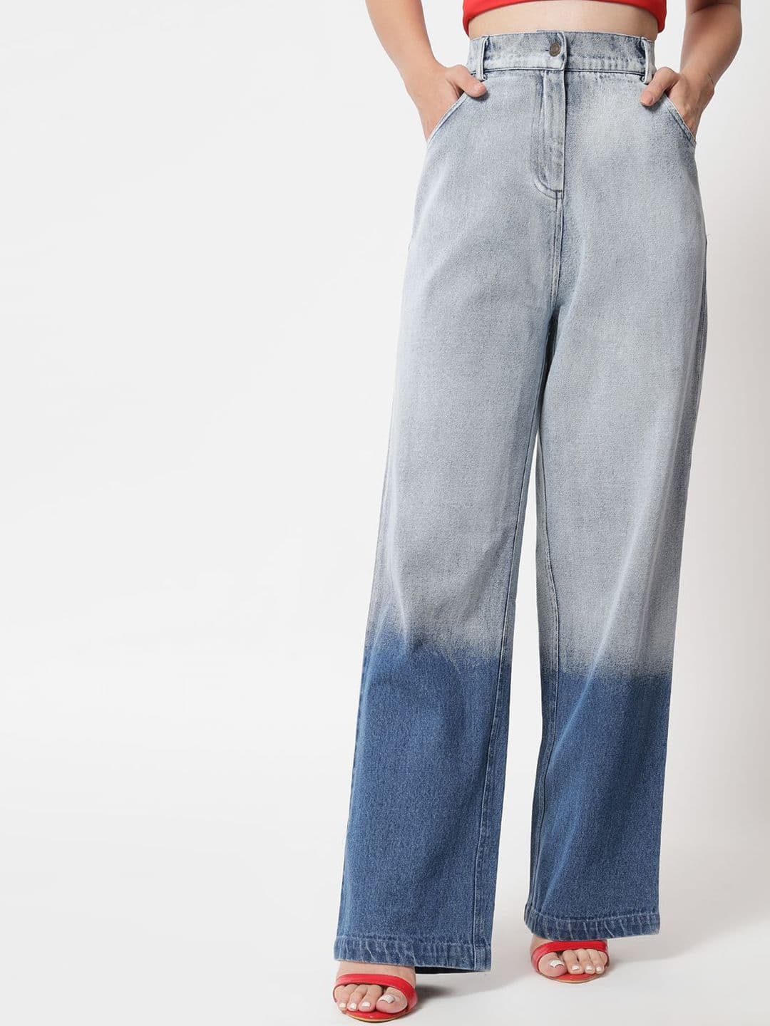 Orchid Blues Women High-Rise Bootcut Cotton Heavy Fade Denim Ombre Jeans - view 1