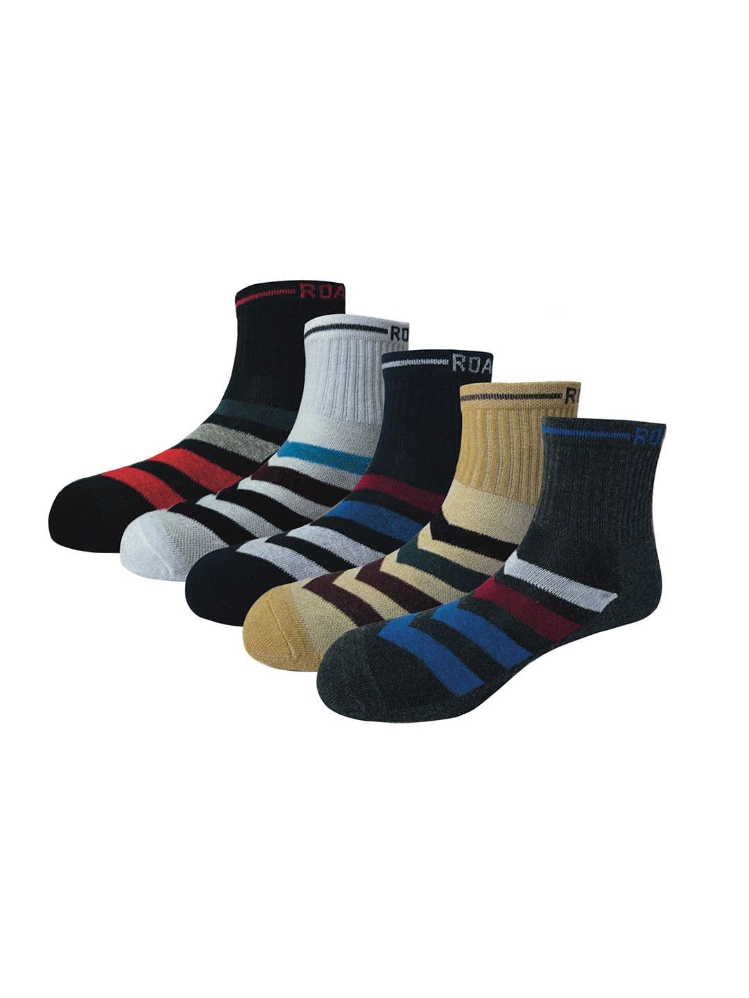 The Roadster Lifestyle Co Pack Of 5 Striped Ankle Length Socks - view 1