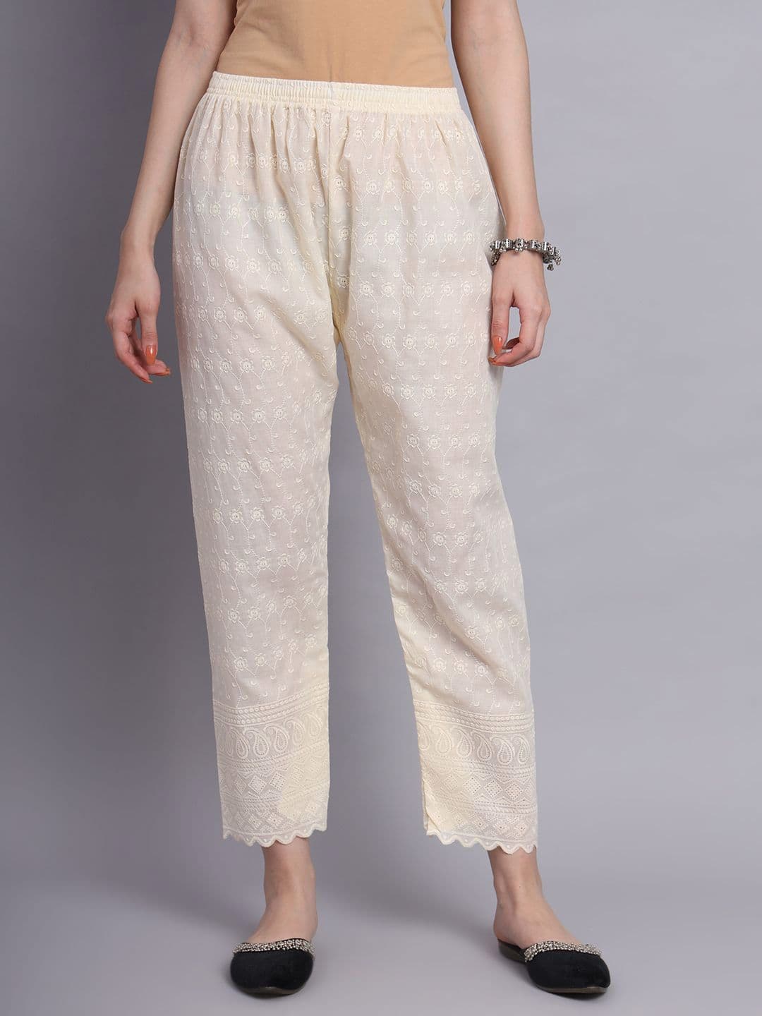 Vastraa Fusion Women Floral Embroidered Knitted Ethnic Palazzos - view 1