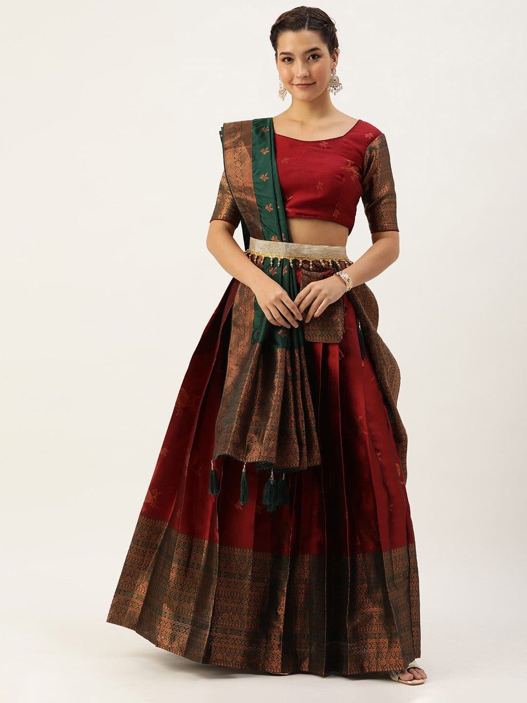 Fabcartz Semi-Stitched Lehenga & Unstitched Blouse With Dupatta - view 1