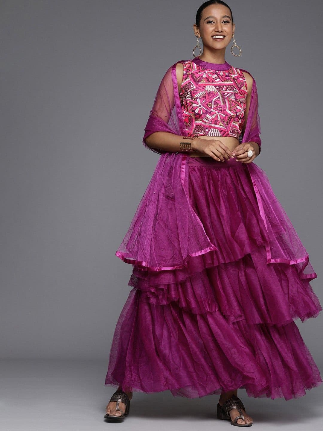 Fabcartz Embroidered Semi-Stitched Lehenga & Unstitched Blouse With Dupatta - view 1