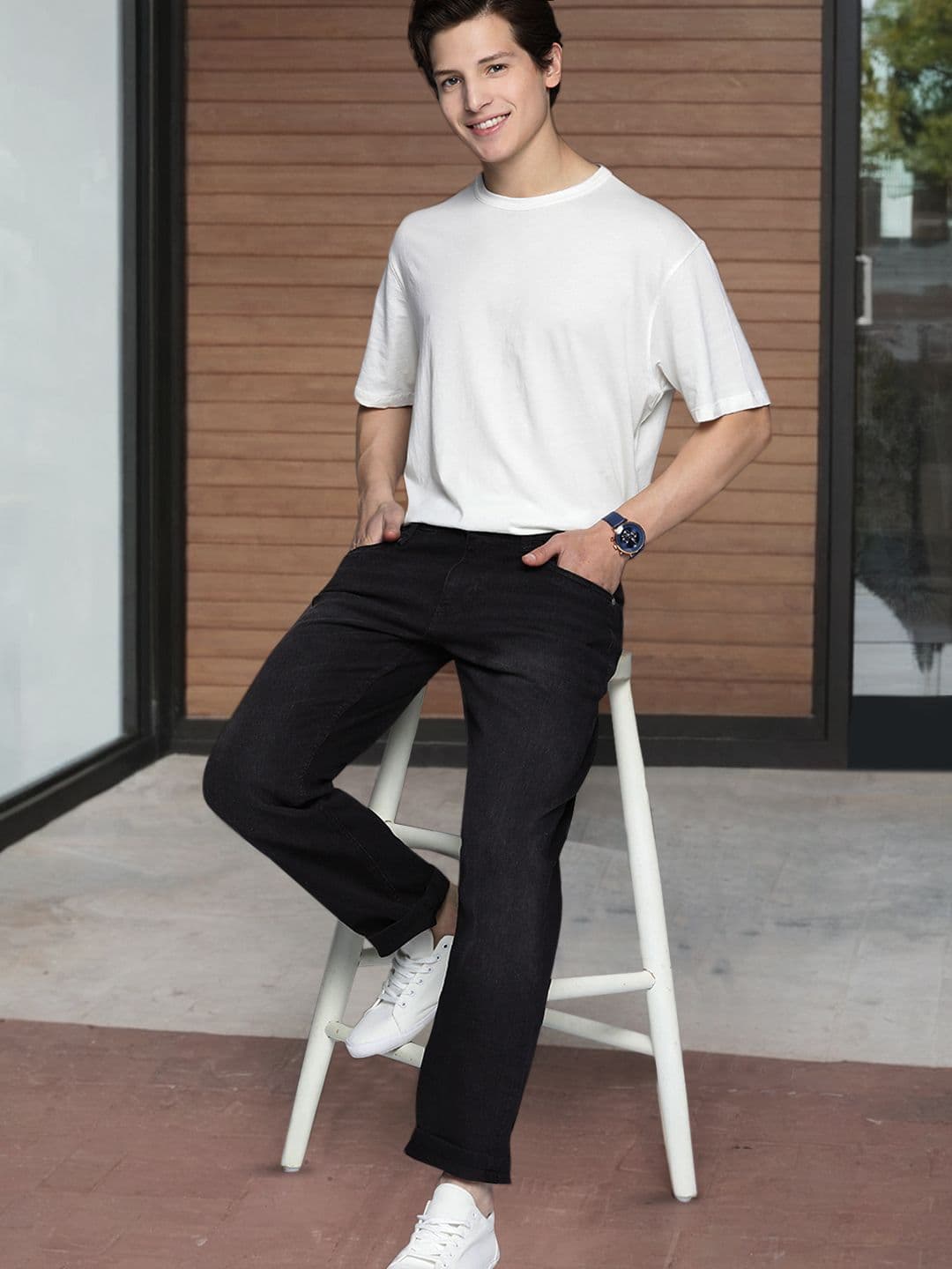 Mast & Harbour Men Black Slim Fit Light Fade Stretchable Jeans - view 1
