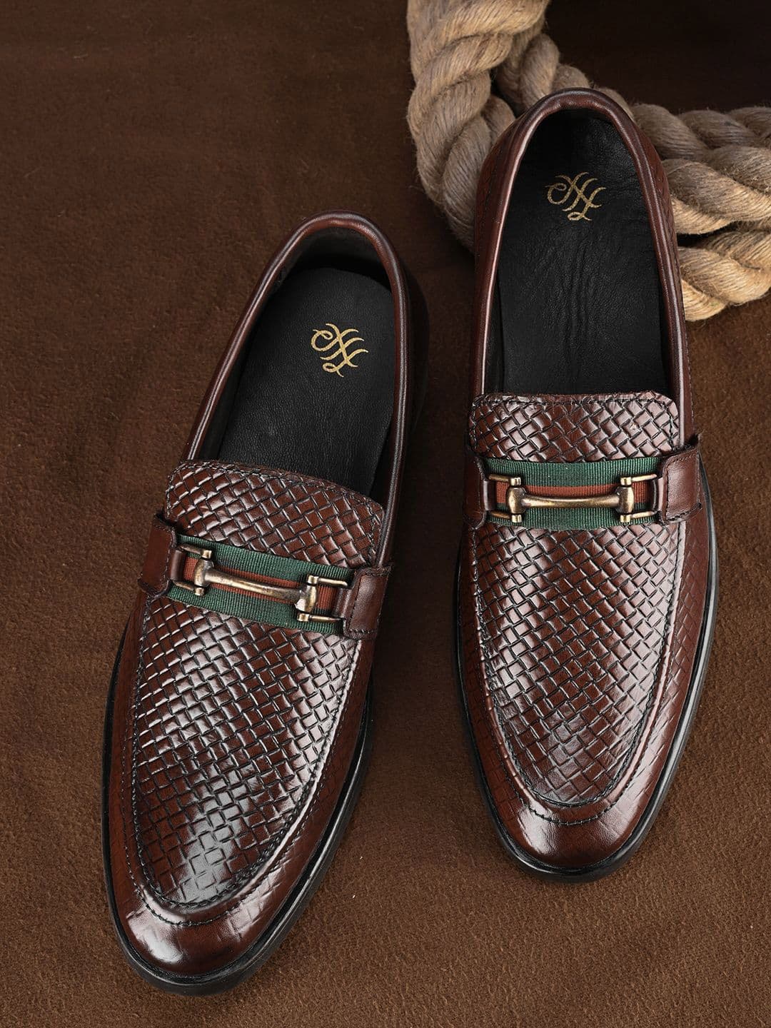 House of Pataudi Men Leather Textured Formal Loafers - view 1
