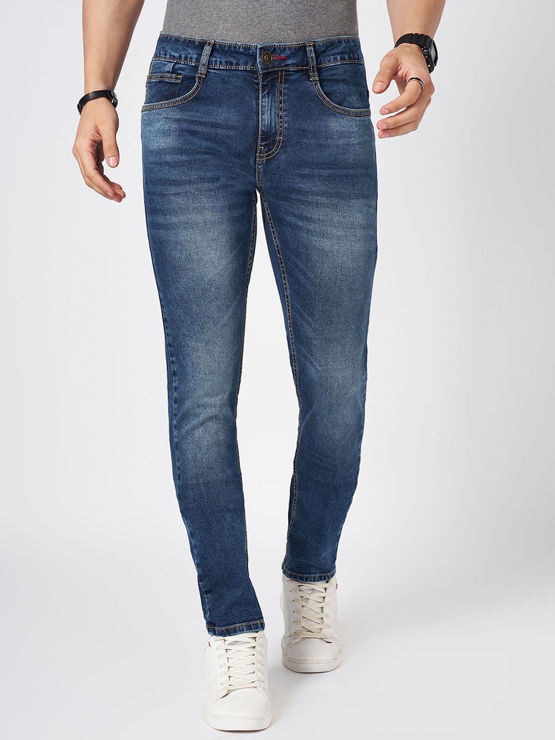 SF JEANS by Pantaloons Men Mid-Rise Skinny Fit Heavy Fade Jeans - view 1