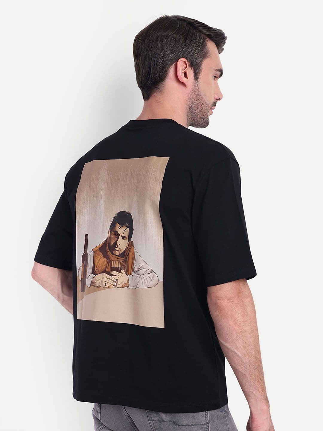 BOLLYWOO.OOO Unisex Bio Finish Typography Printed Round Neck Cotton Oversized T-Shirt - view 1