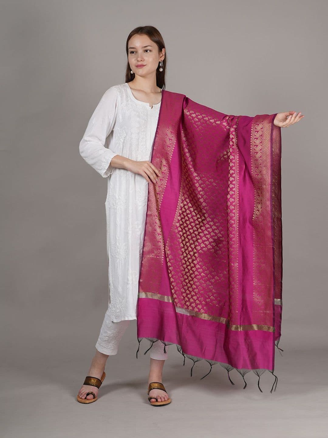 MUFFLY Woven Design Dupatta with Zari - view 1