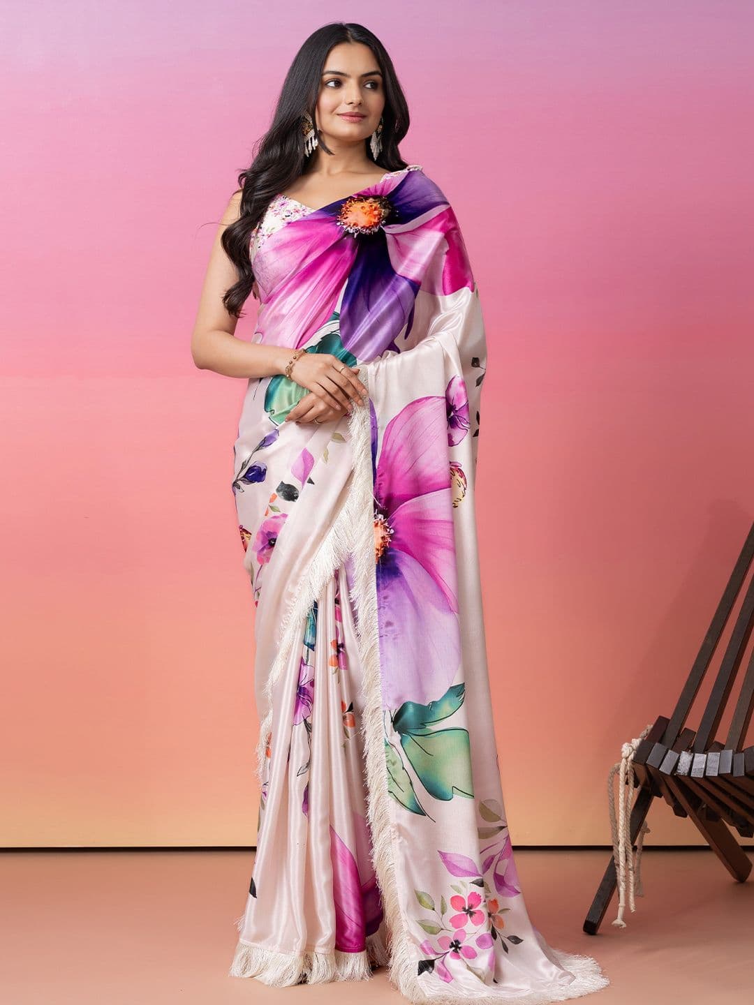 RACHNA Floral Art Silk Ready to Wear Saree - view 1