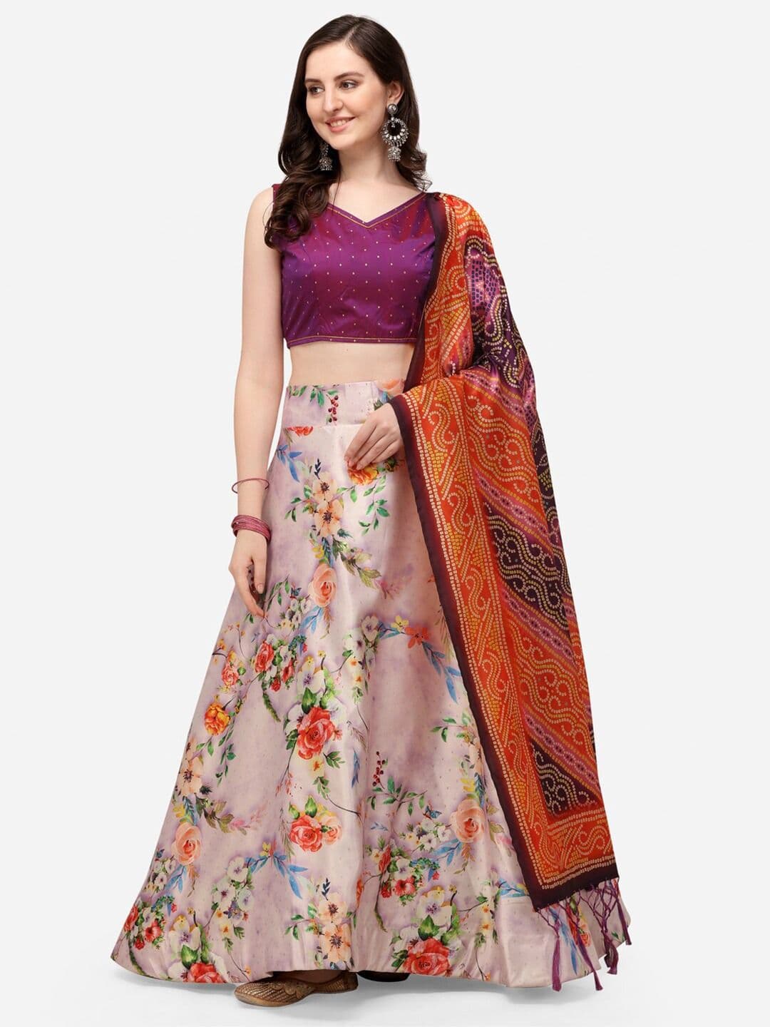 Kaizen TEXO FAB Embellished Semi-Stitched Lehenga & Unstitched Blouse With Dupatta - view 1