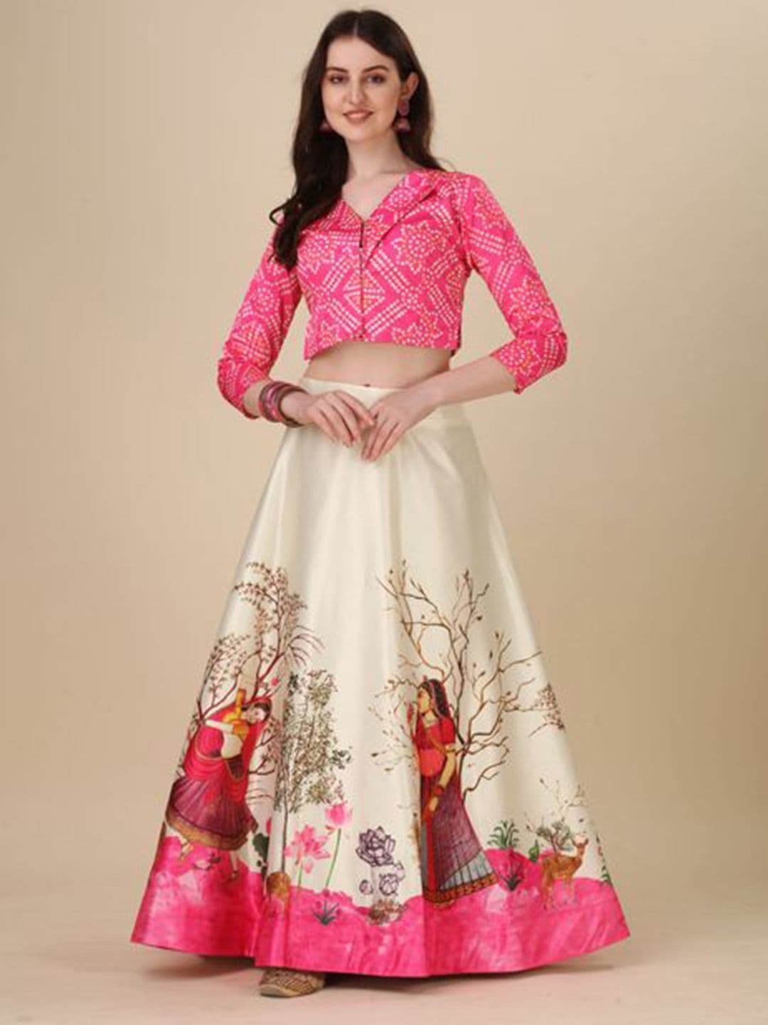 Kaizen TEXO FAB Printed Semi-Stitched Lehenga & Unstitched Blouse - view 1