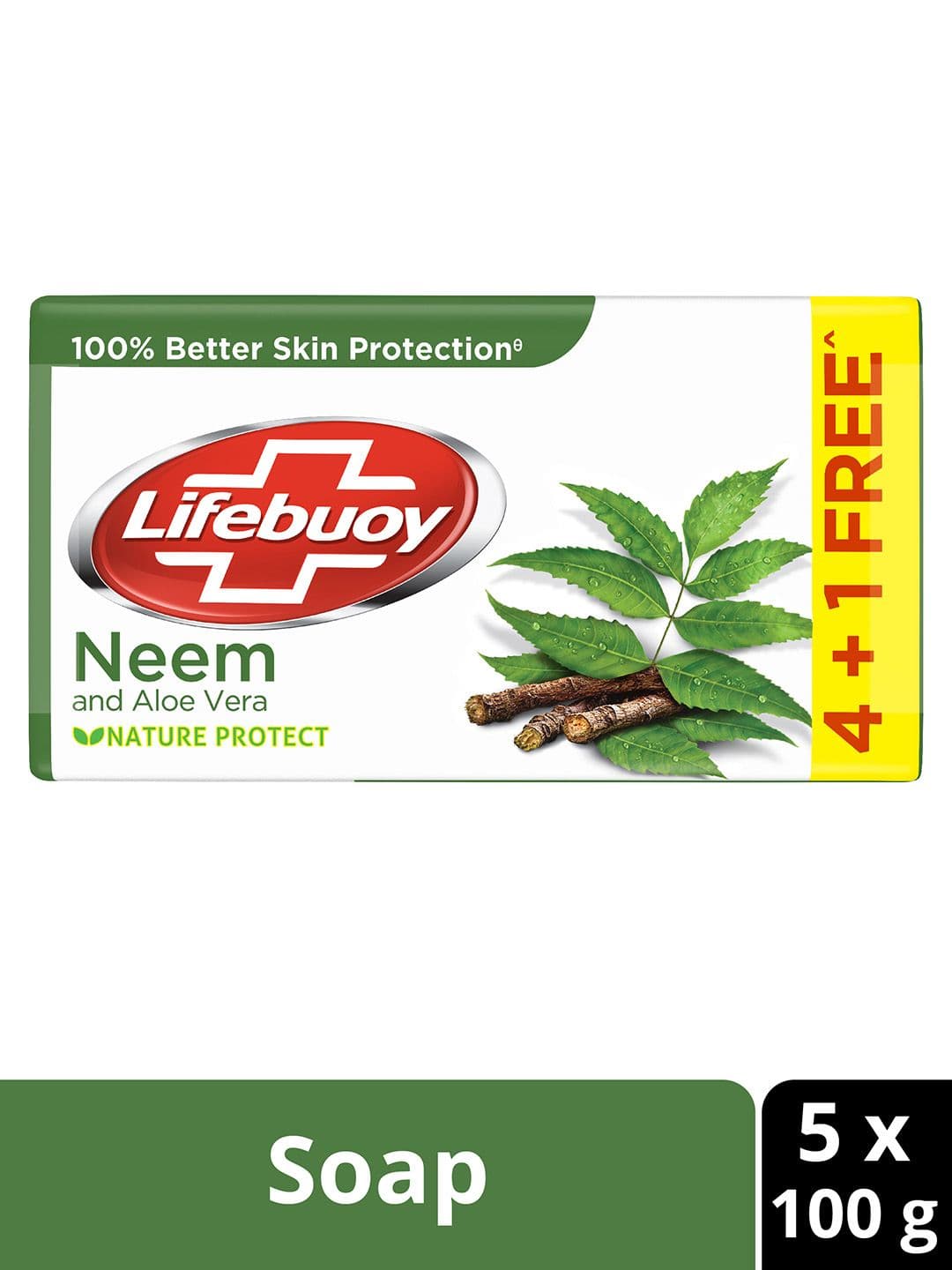 Lifebuoy Nature Protect Neem & Aloe Vera Soap - Buy 4 Get 1 Free - 100g Each - view 1