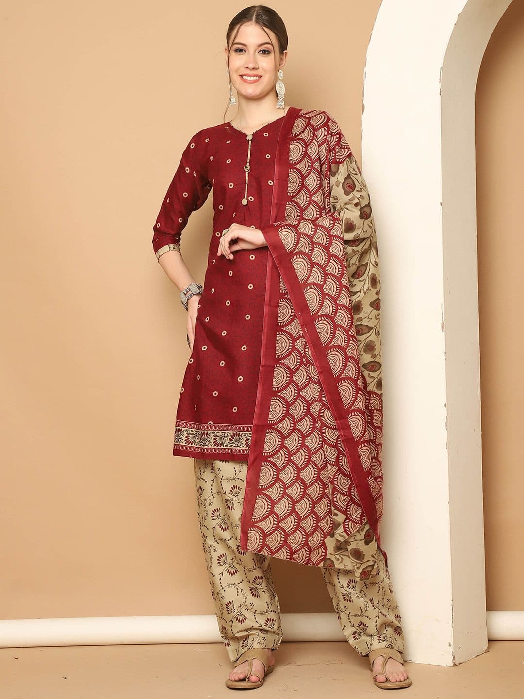 KALINI Women Floral Printed Regular Kurta with Salwar & With Dupatta - view 1