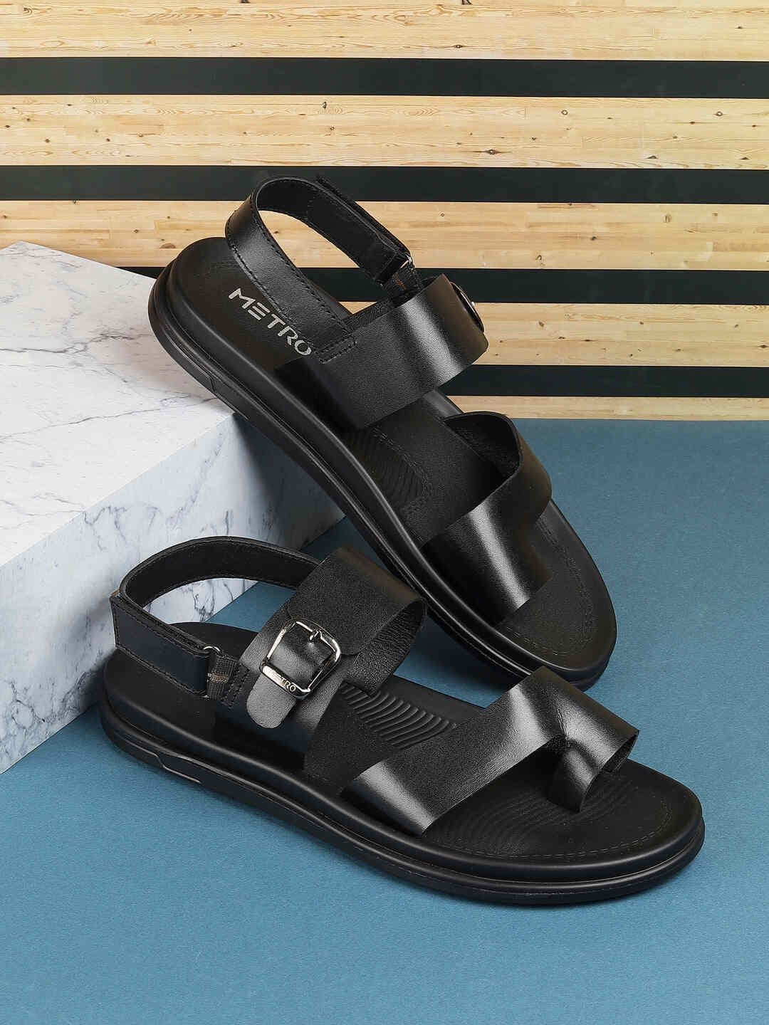 Metro Men Buckle Design Leather Comfort Sandals - view 1