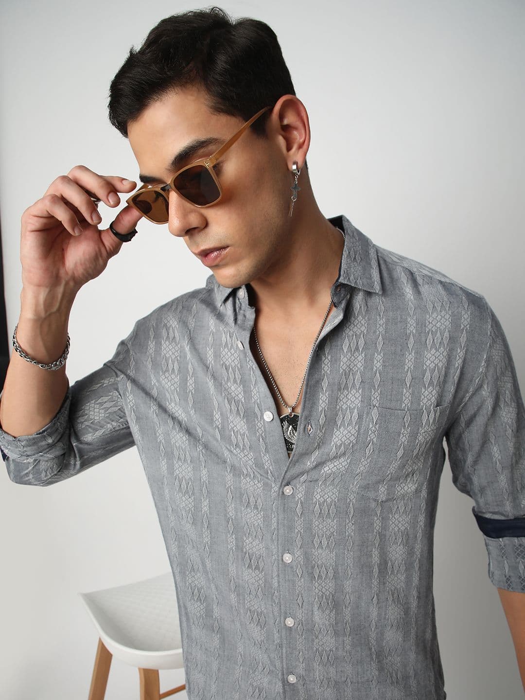 VASTRADO Men Classic Spread Collar Tartan Checked Cotton Slim Fit Casual Shirt - view 1