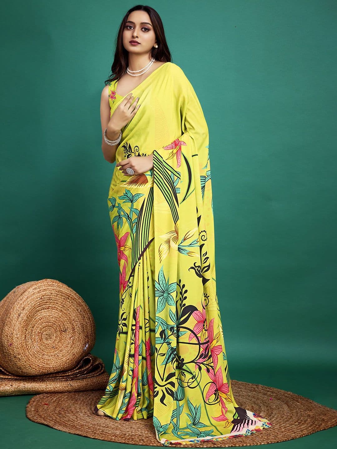 P D Silk Mills Pure Crepe Saree - view 1