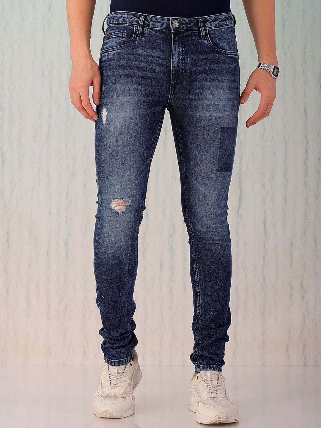 Hardsoda by The Indian Garage Co Men Skinny Fit Mid-Rise Mildly Distressed Heavy Fade Stretchable Jeans - view 1