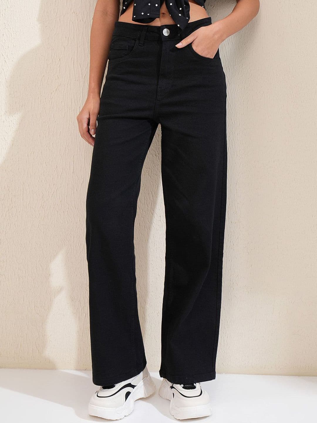 Tokyo Talkies Women Wide Leg Mid-Rise Stretchable Jeans - view 1