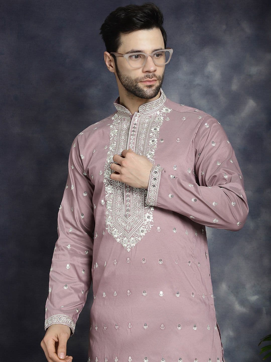 Jompers Mandarin Collar Geometric Printed Kurta - view 1