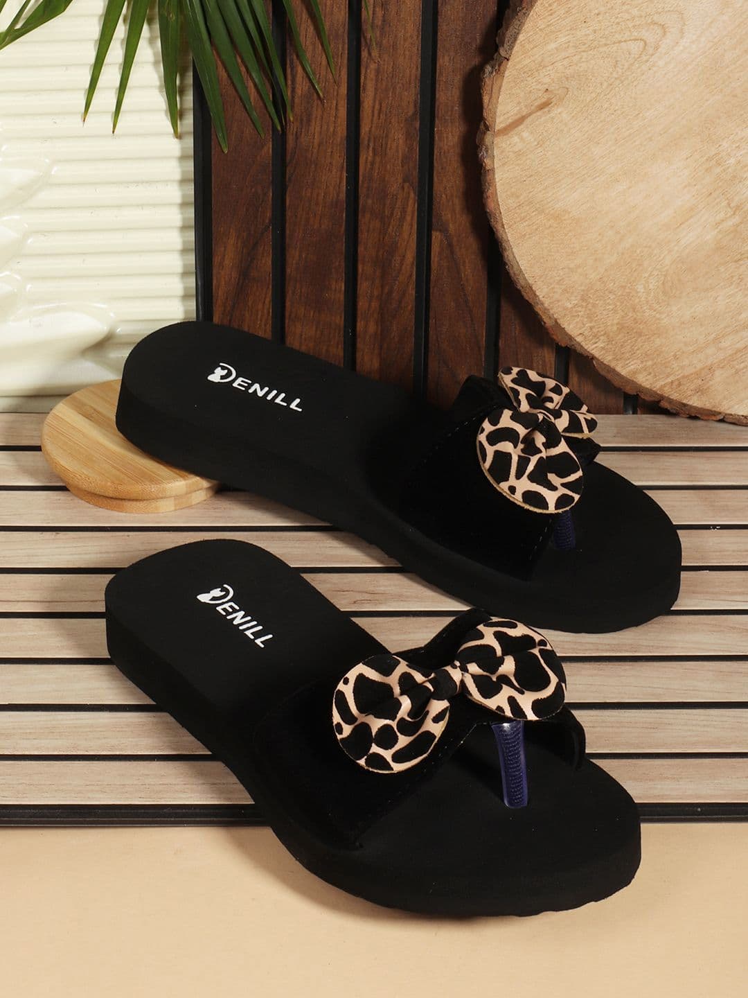 Denill Women Velvet Open Toe Flats With Bow - view 1
