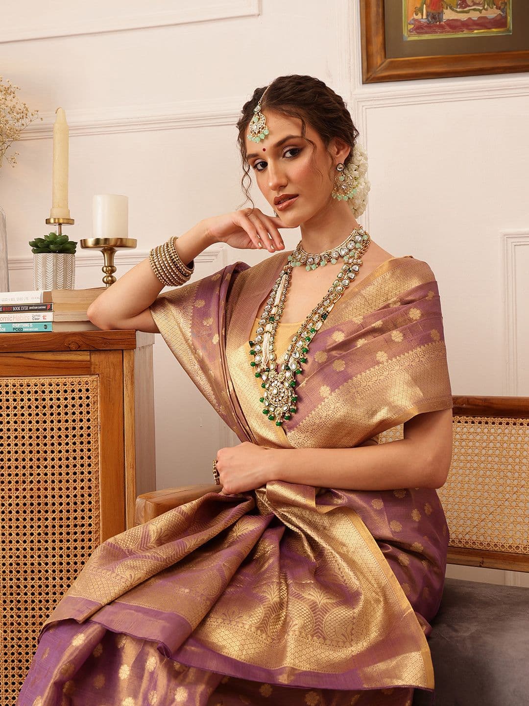 Silk Land Women Woven Design Floral Printed Kanjeevaram Saree - view 1