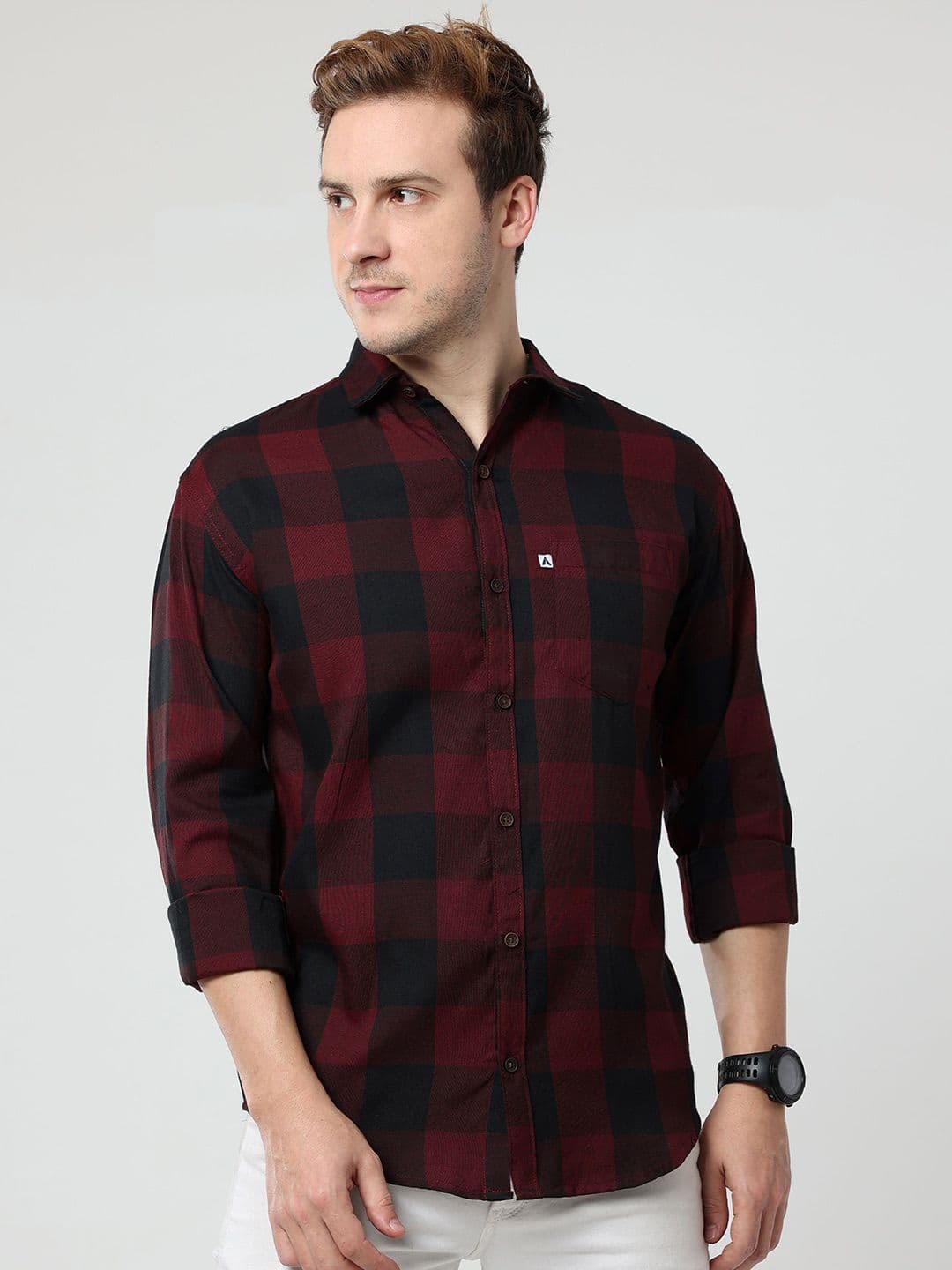 ALLWIN PAUL Men Comfort Cutaway Collar Buffalo Checked Cotton Casual Shirt - view 1