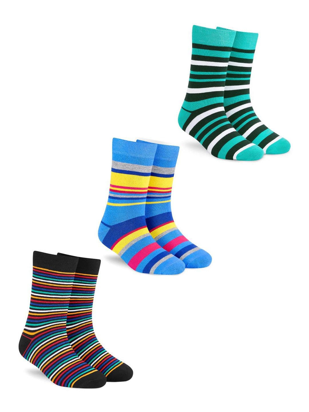 Dynamocks Unisex Pack Of 3 Striped Calf-Length Socks - view 1