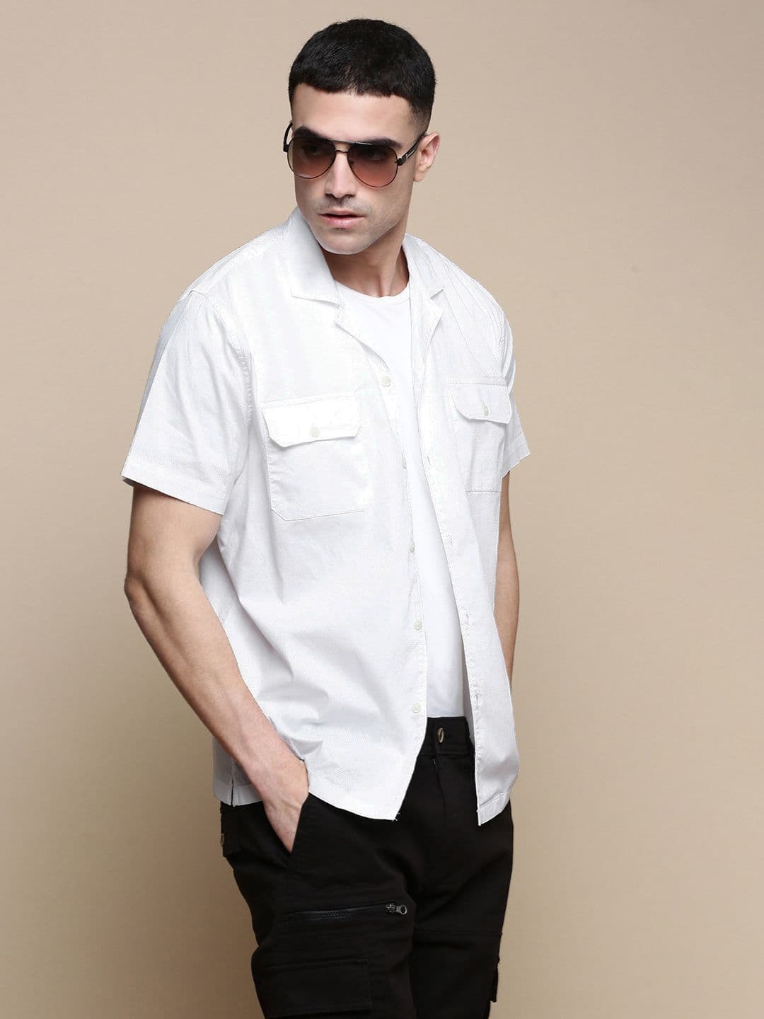 INVICTUS Men Club Cuban Collar Solid Cotton Relaxed Fit Casual Shirt - view 1